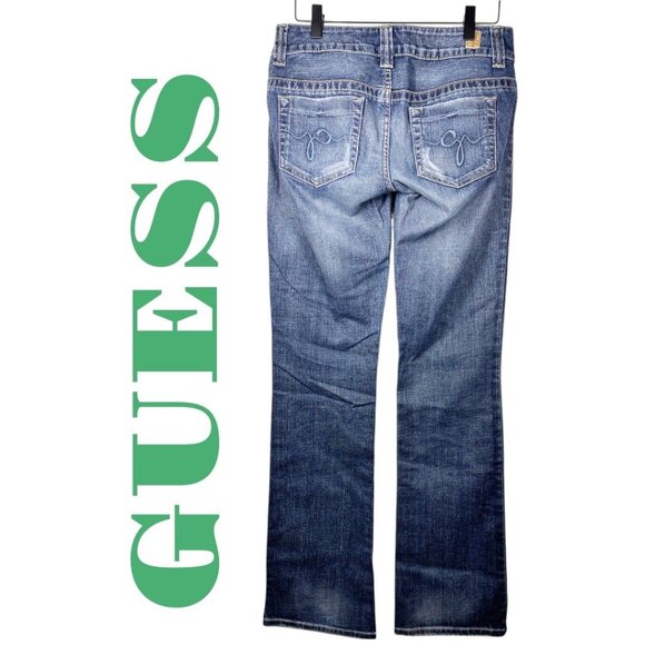 GUESS VINTAGE Y2K DAREDEVIL BOOTCUT FLARE JEANS LOW RISE, SIZE 27 - Picture 4 of 15